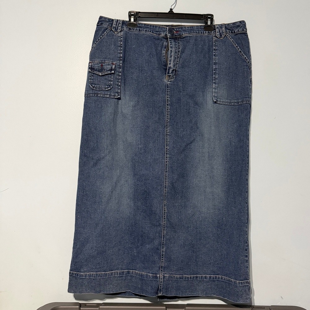 Venezia Blue Denim Maxi Skirt Size 20 Medium Wash Cotton Blend Long Jean Skirt